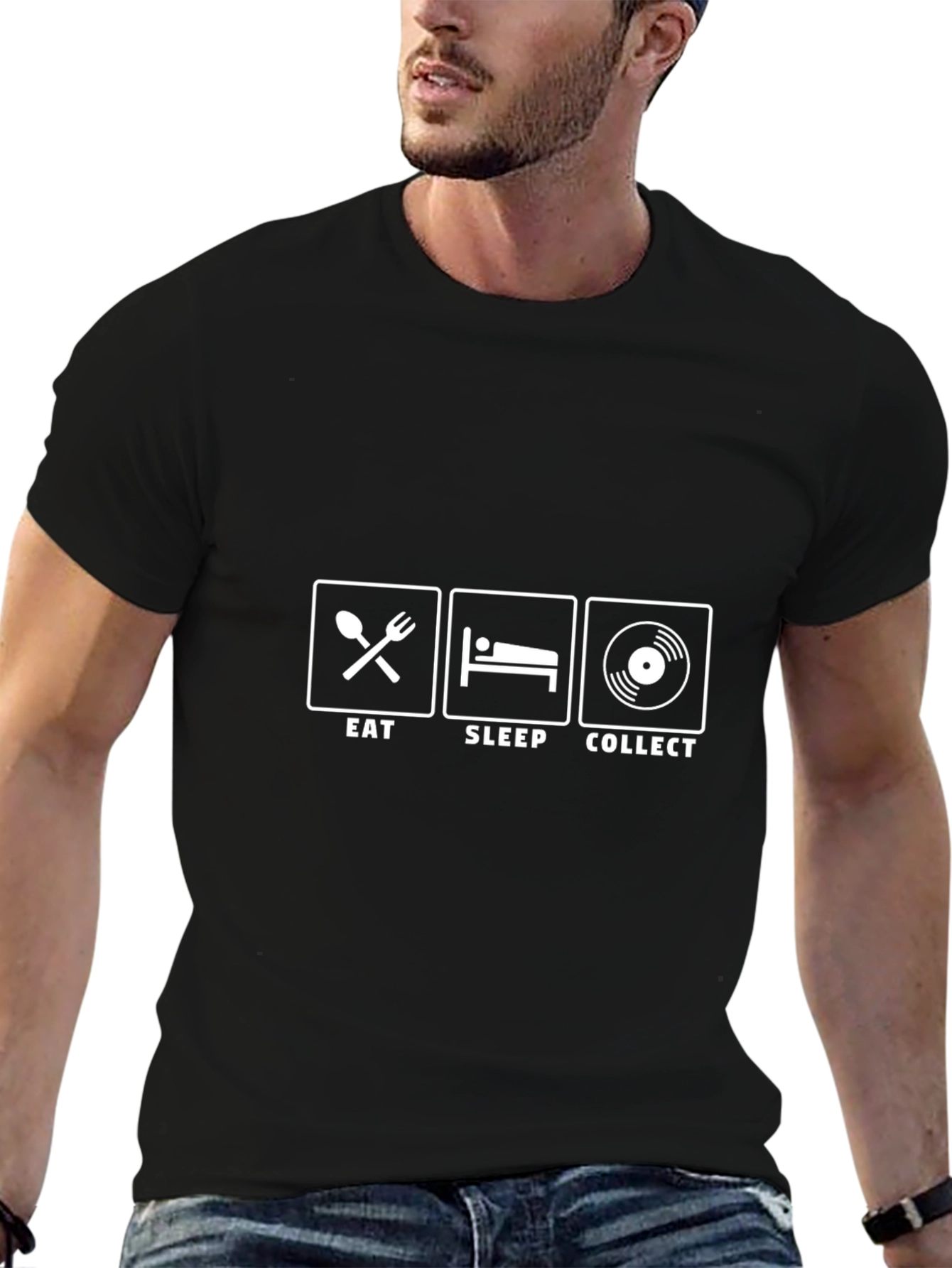 Eat Sleep Collect Vinyl Record T-Shirt