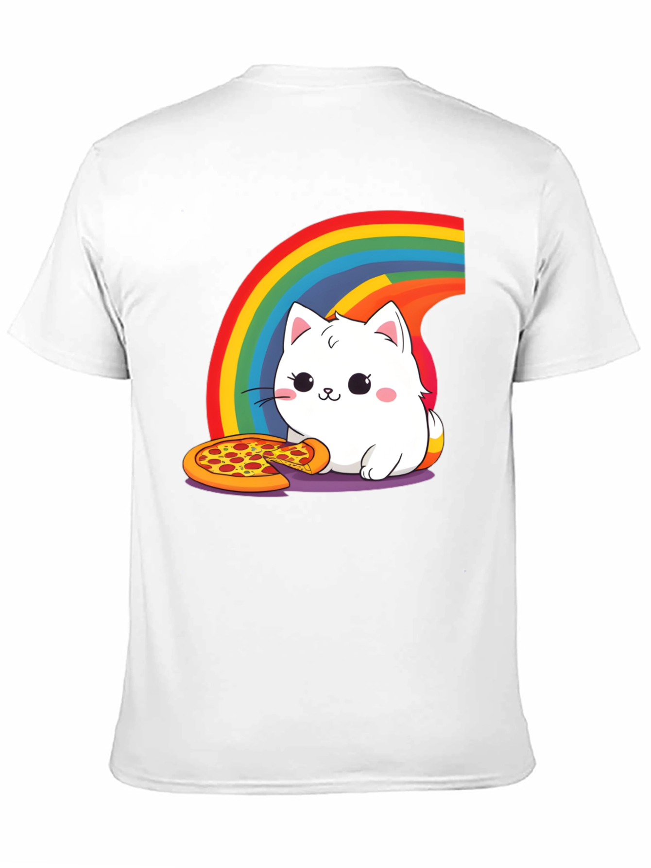Cute Cat Pizza Rainbow Graphic Tee