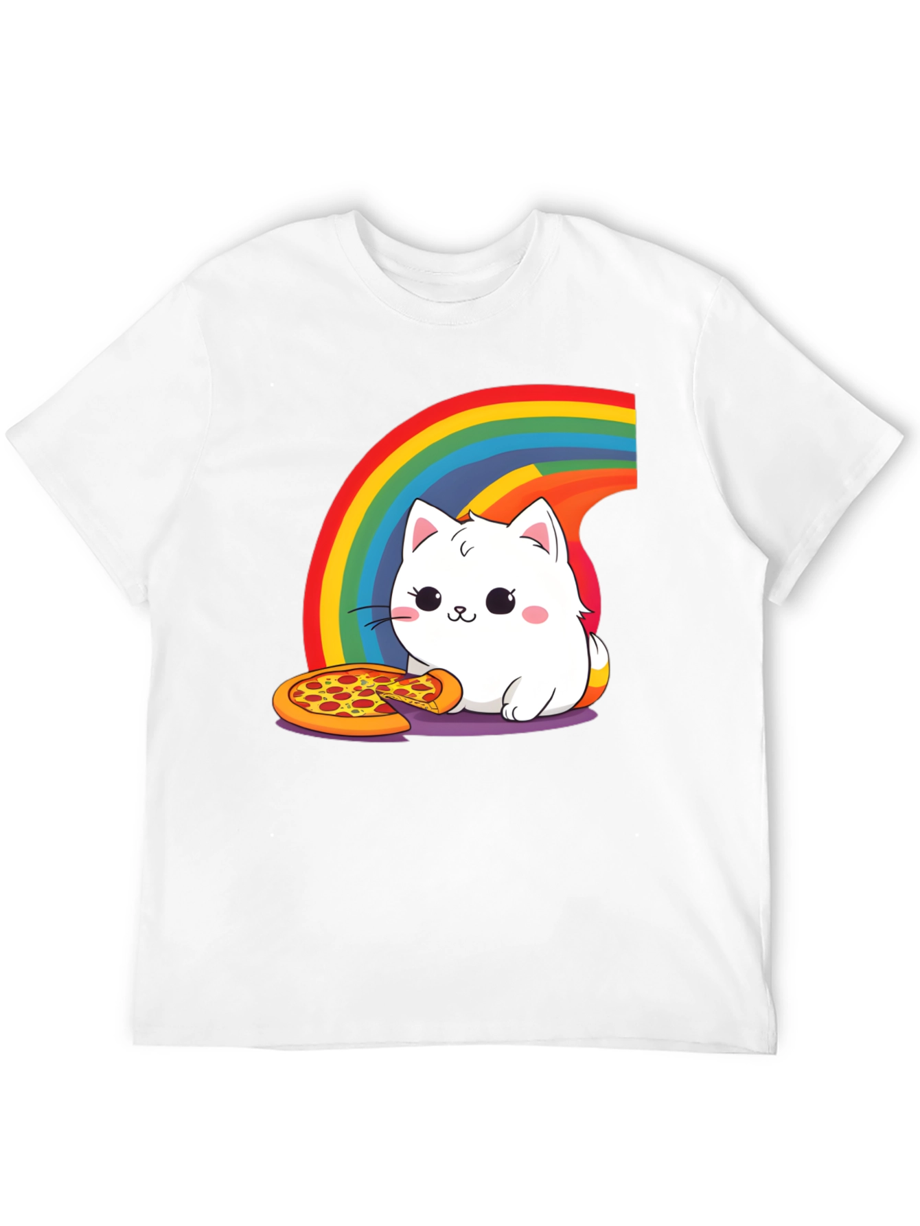 Cute Cat Pizza Rainbow Graphic Tee