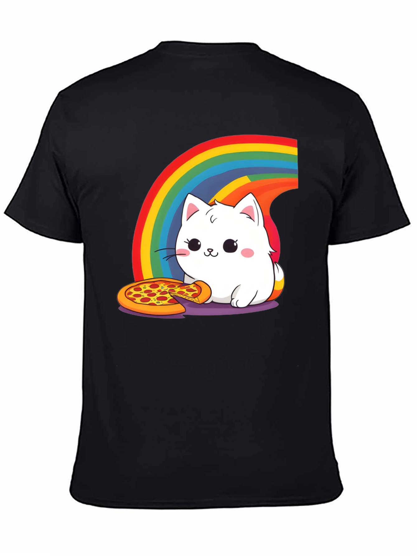 Cute Cat Pizza Rainbow Graphic Tee