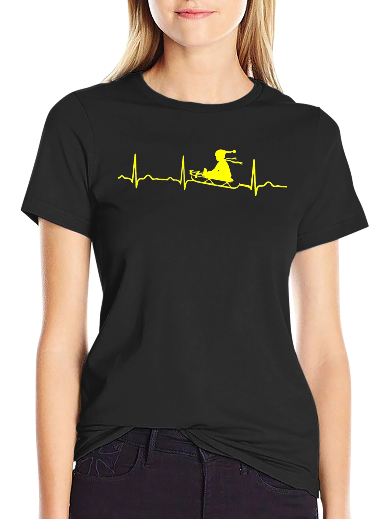 Sledding ECG Heartbeat Graphic Tee