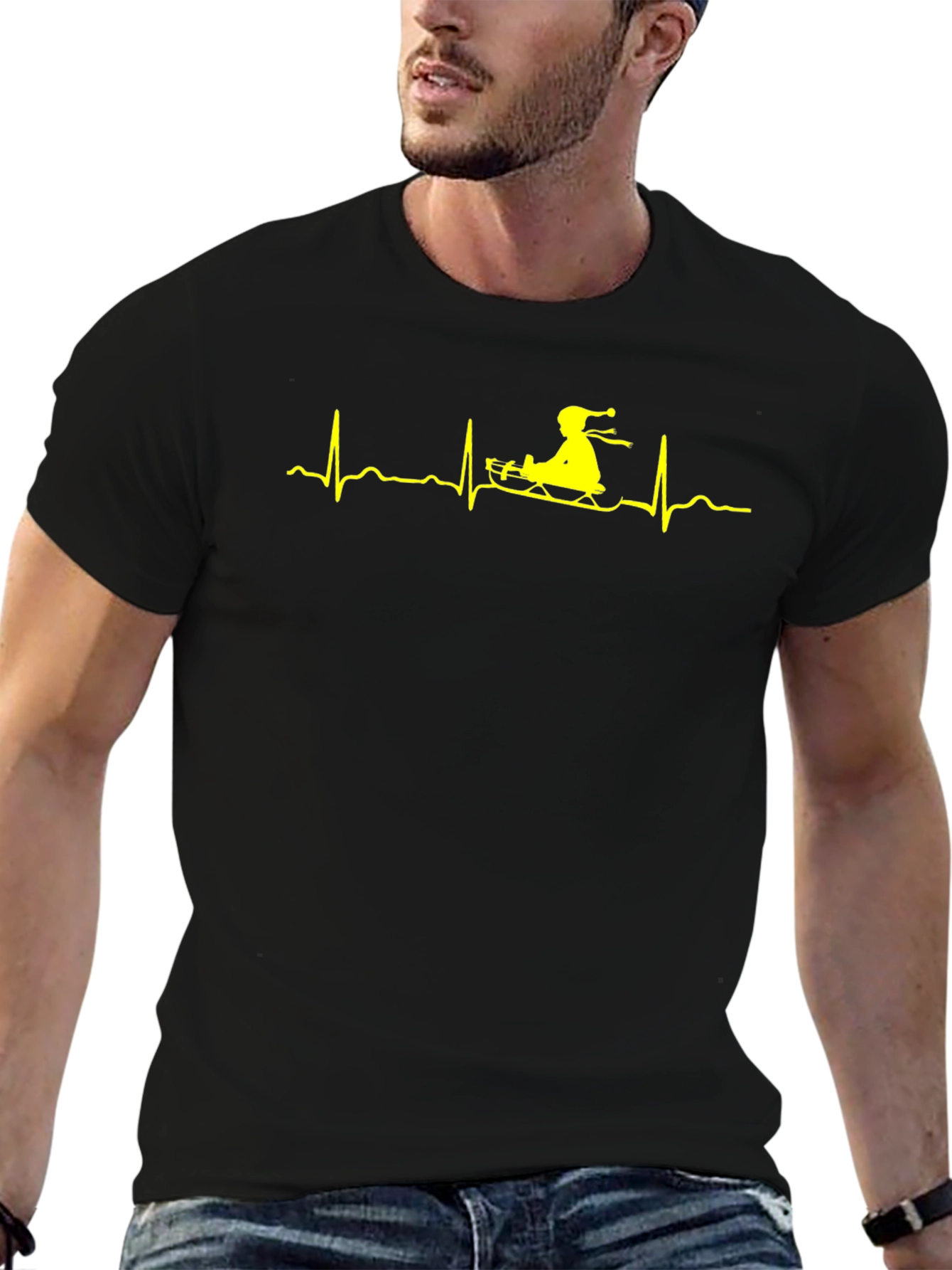 Sledding ECG Heartbeat Graphic Tee