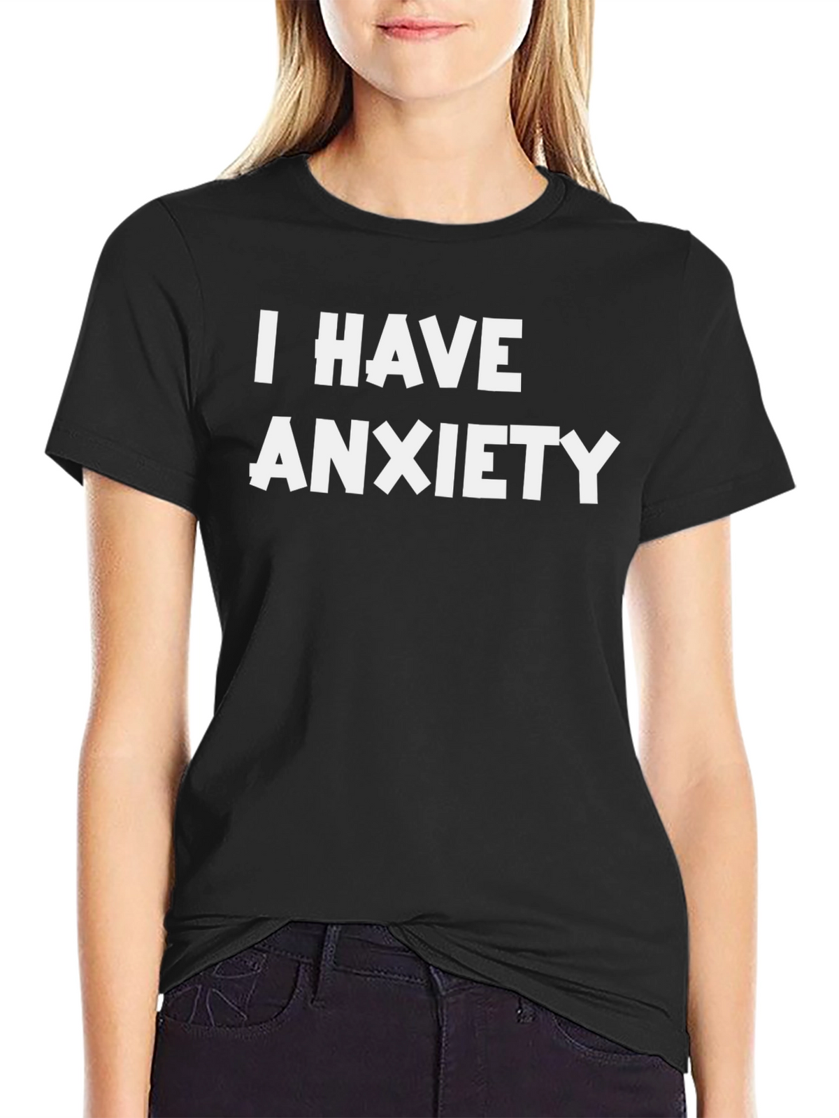 Anxiety T-Shirt - Black Crew Neck Graphic Tee