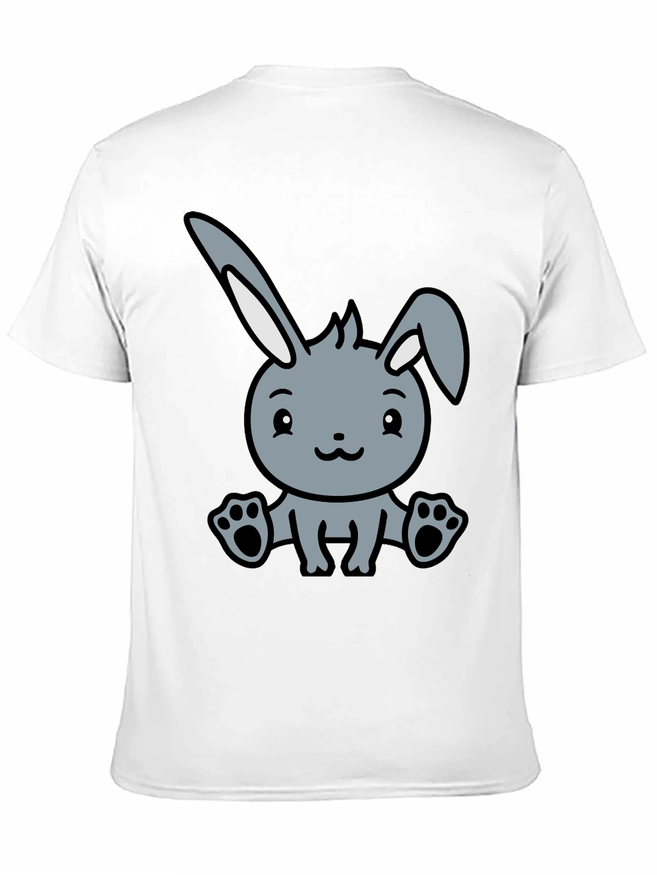 Cute Cartoon Bunny Graphic Black T-Shirt