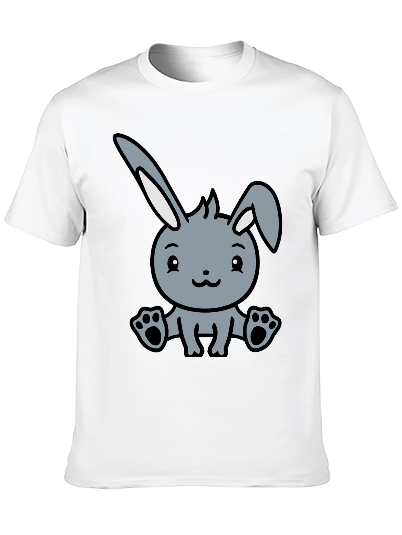 Cute Cartoon Bunny Graphic Black T-Shirt