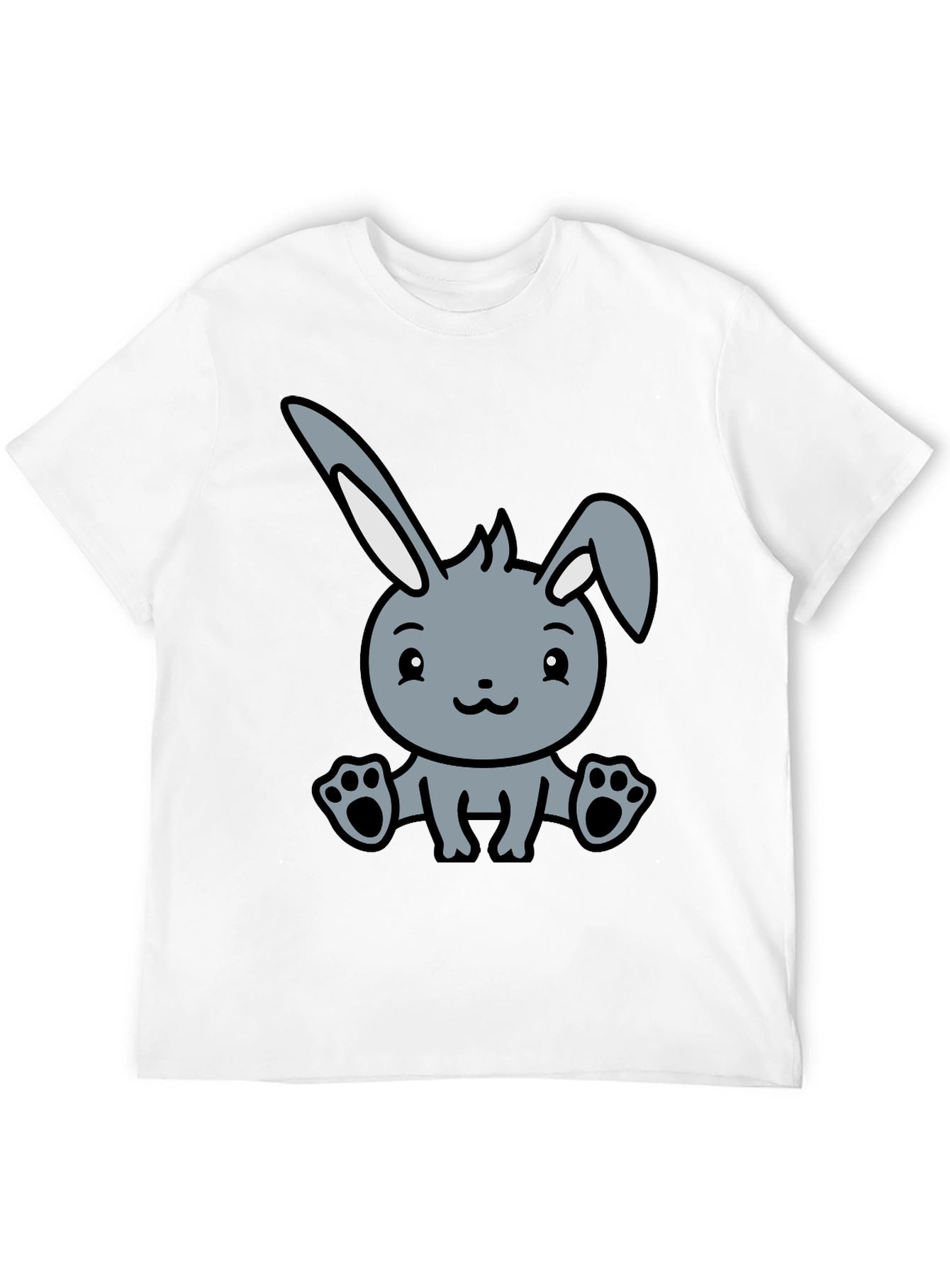 Cute Cartoon Bunny Graphic Black T-Shirt