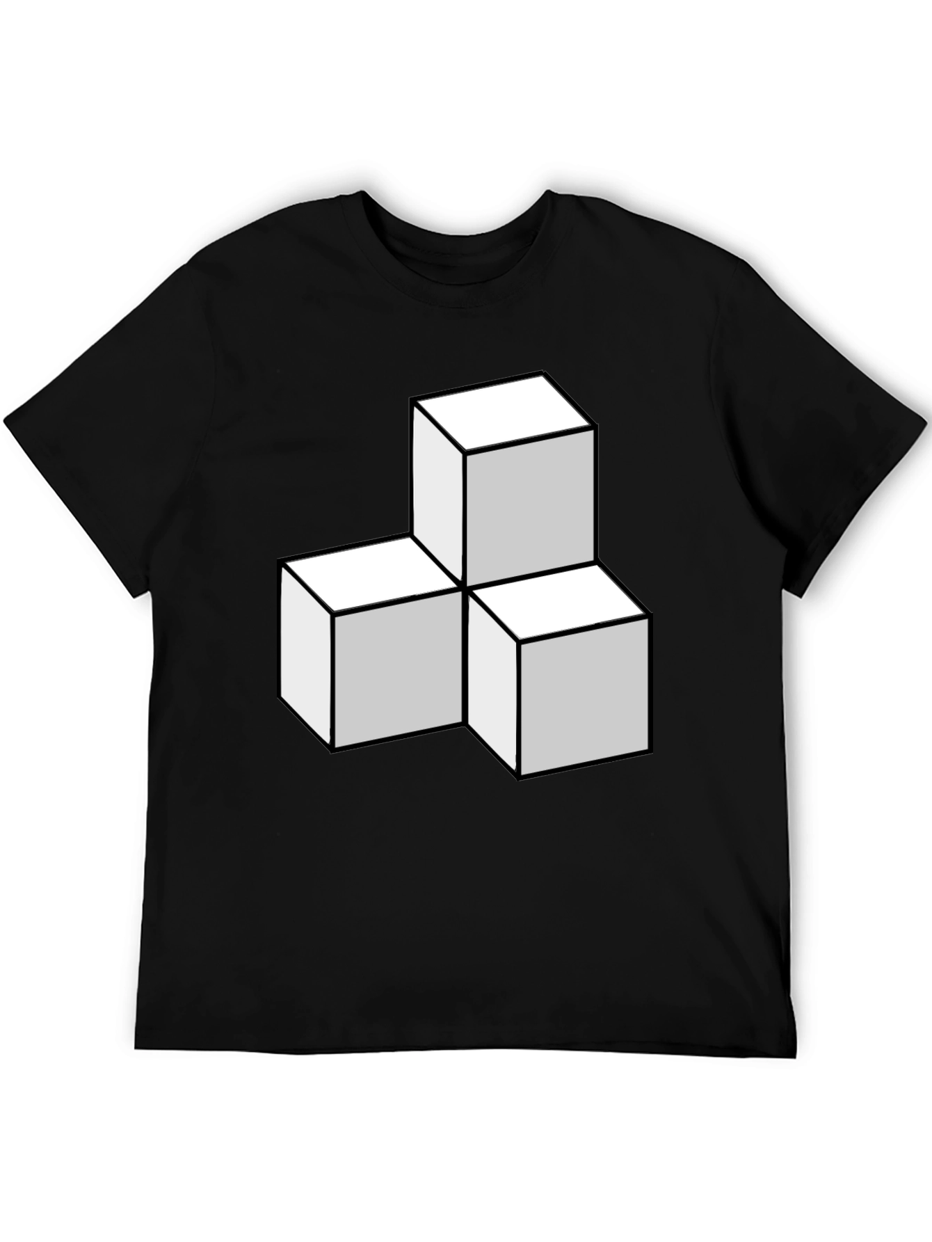 Geometric Cube Stack T-Shirt - Modern Design