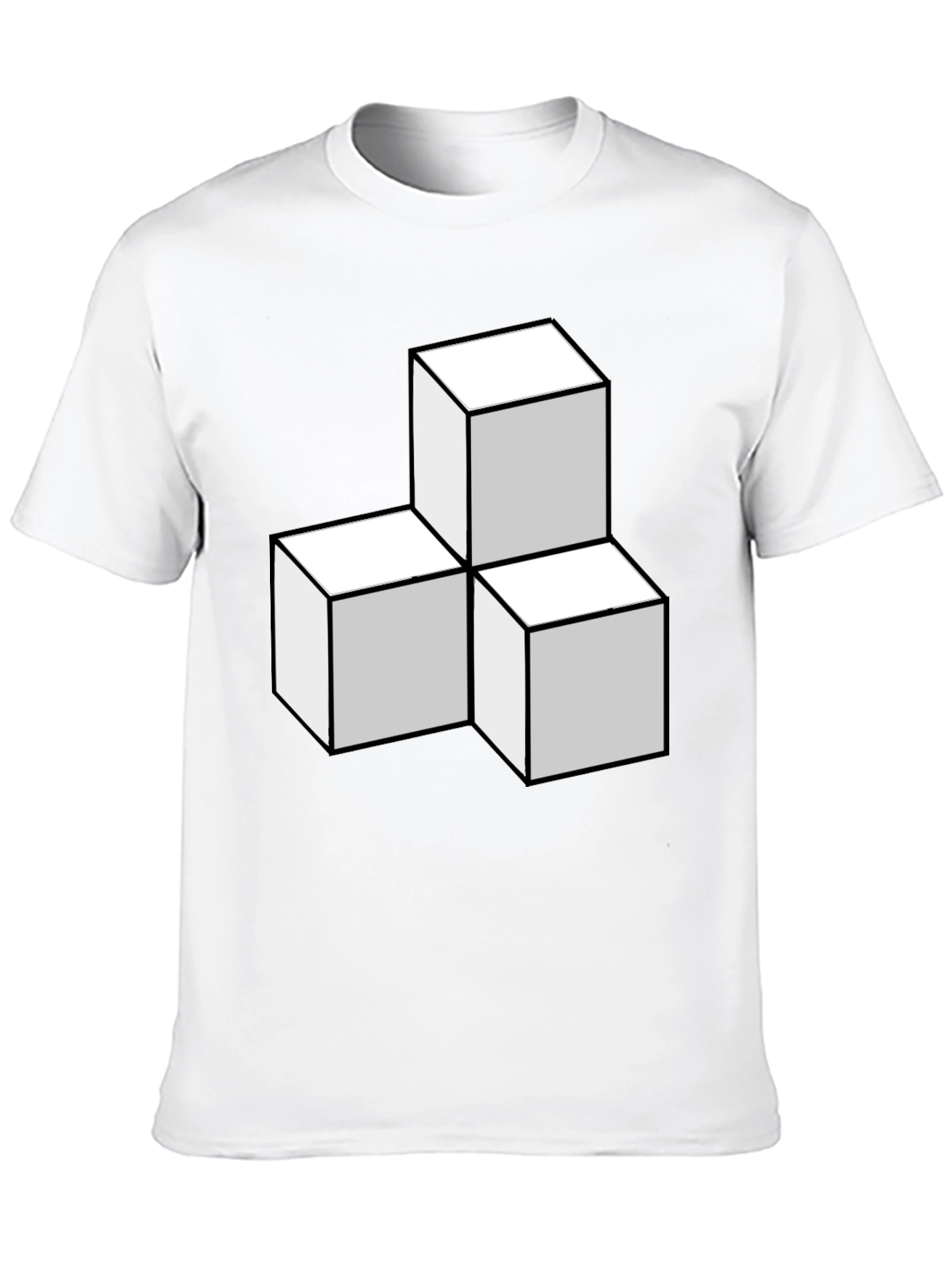 Geometric Cube Stack T-Shirt - Modern Design