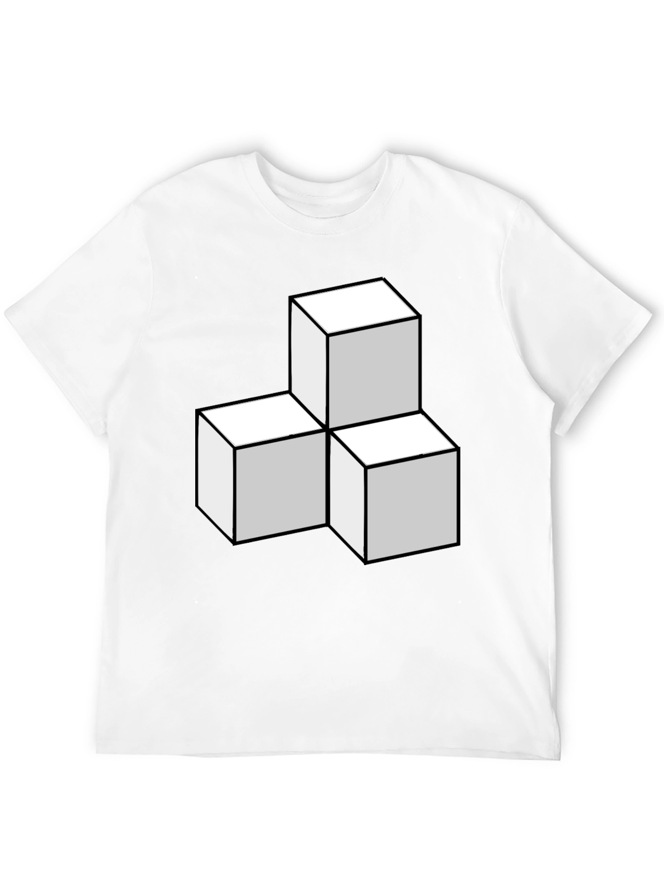 Geometric Cube Stack T-Shirt - Modern Design