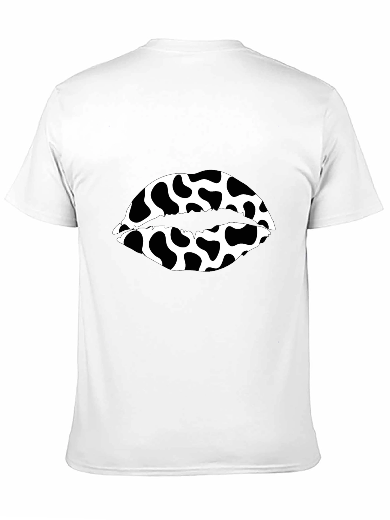 Cow Print Lips Graphic Black T-Shirt