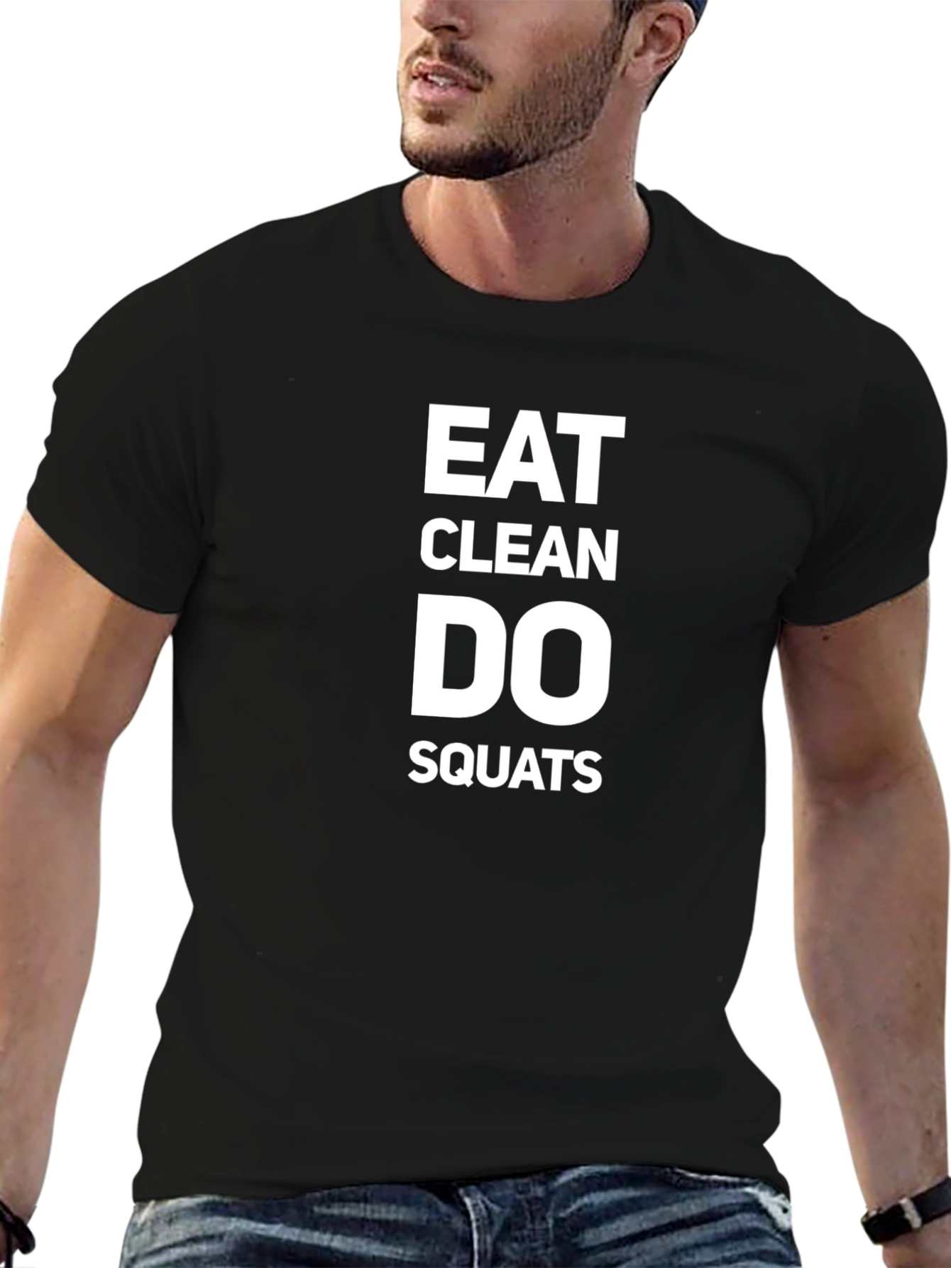 Eat Clean Do Squats Black Graphic Tee