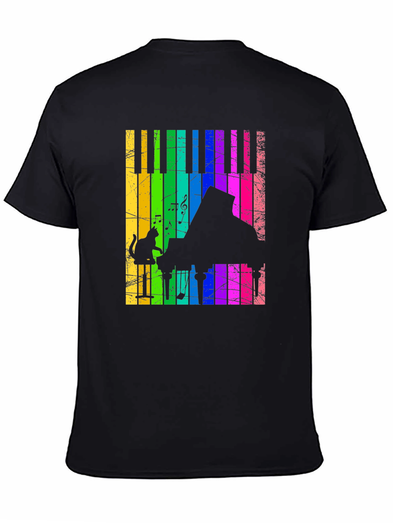 Rainbow Piano Cat T-Shirt - Musical Style