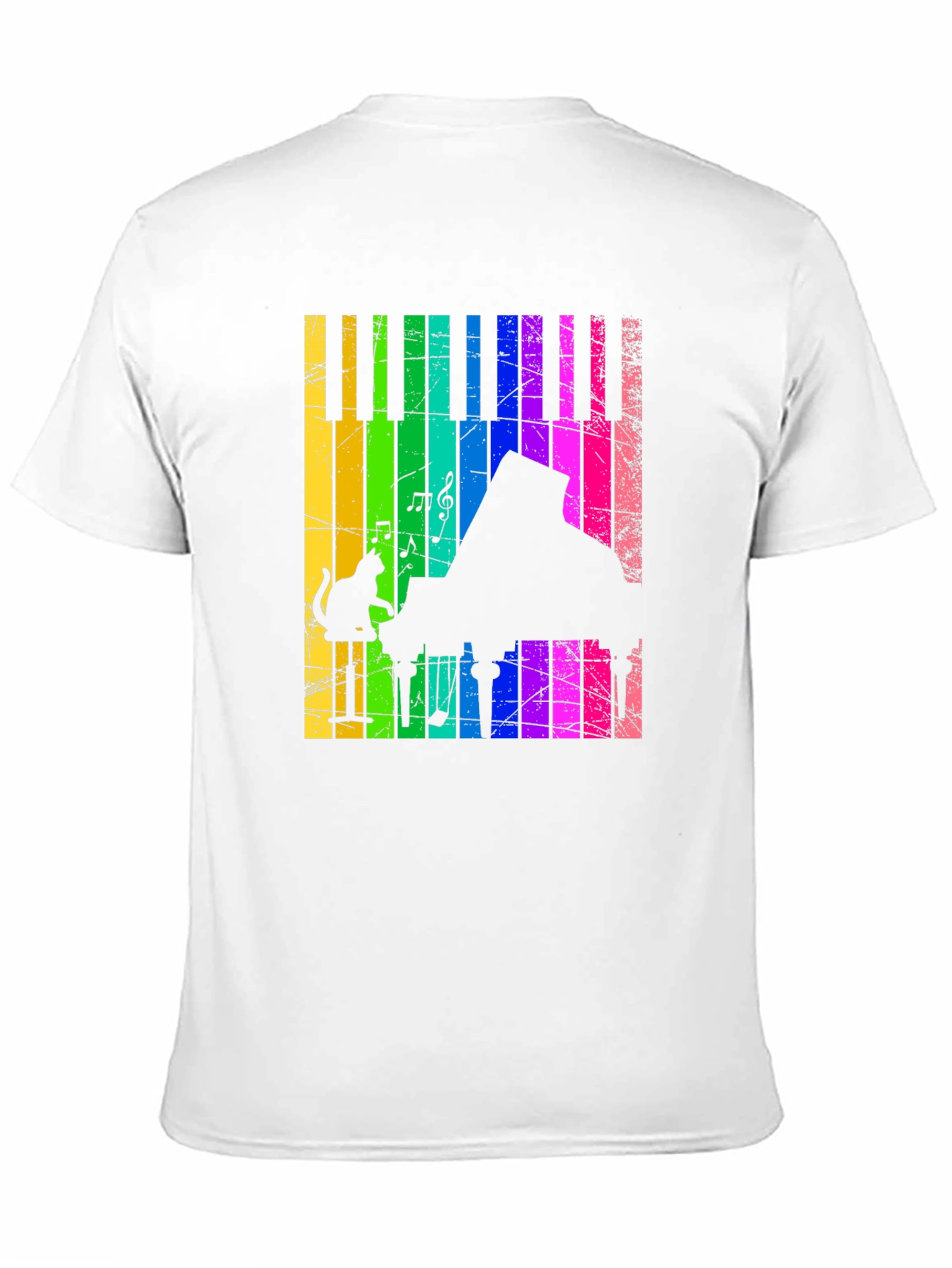 Rainbow Piano Cat T-Shirt - Musical Style