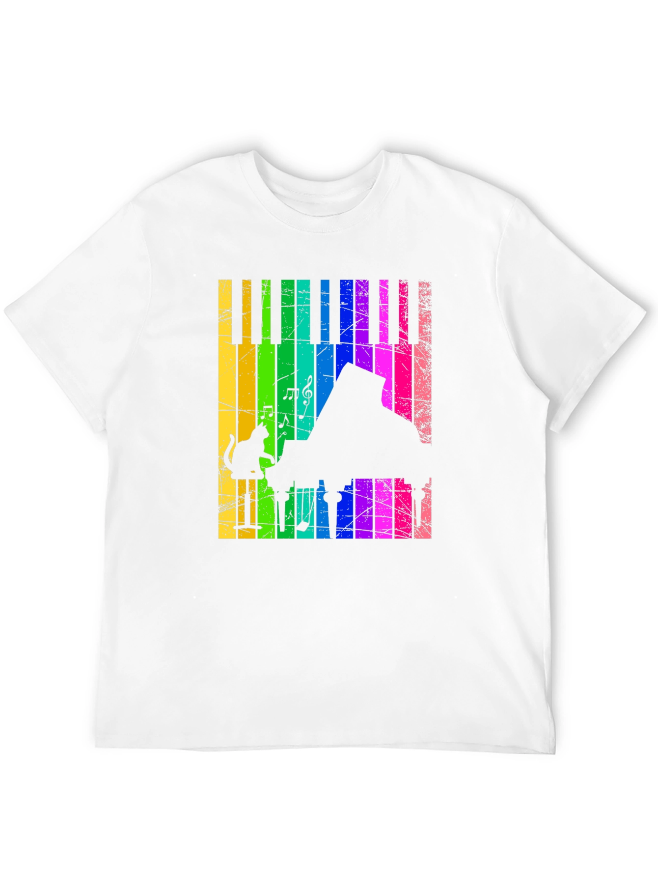 Rainbow Piano Cat T-Shirt - Musical Style