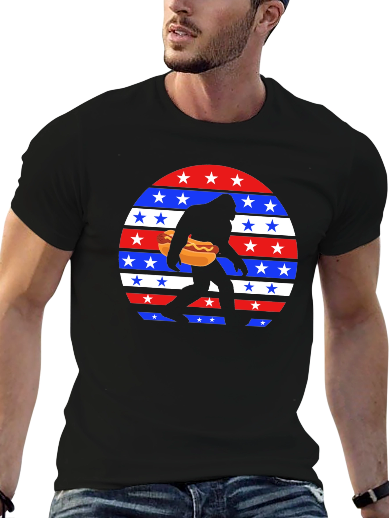 Bigfoot Hotdog USA Patriotic T-Shirt