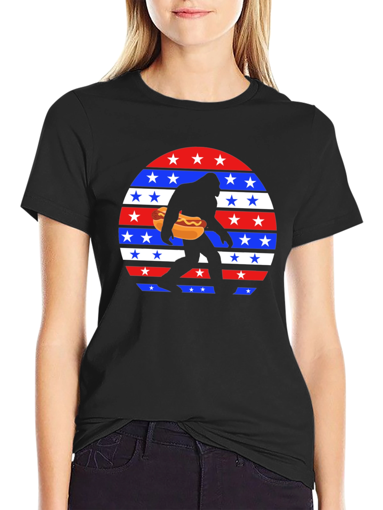 Bigfoot Hotdog USA Patriotic T-Shirt