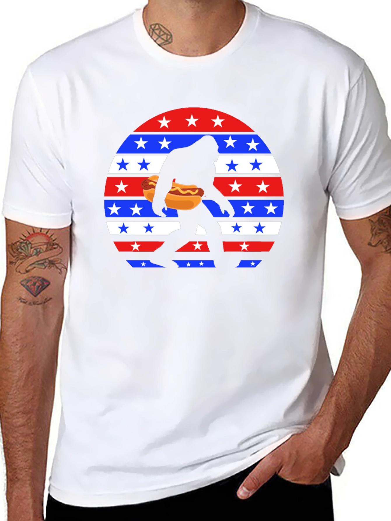 Bigfoot Hotdog USA Patriotic T-Shirt