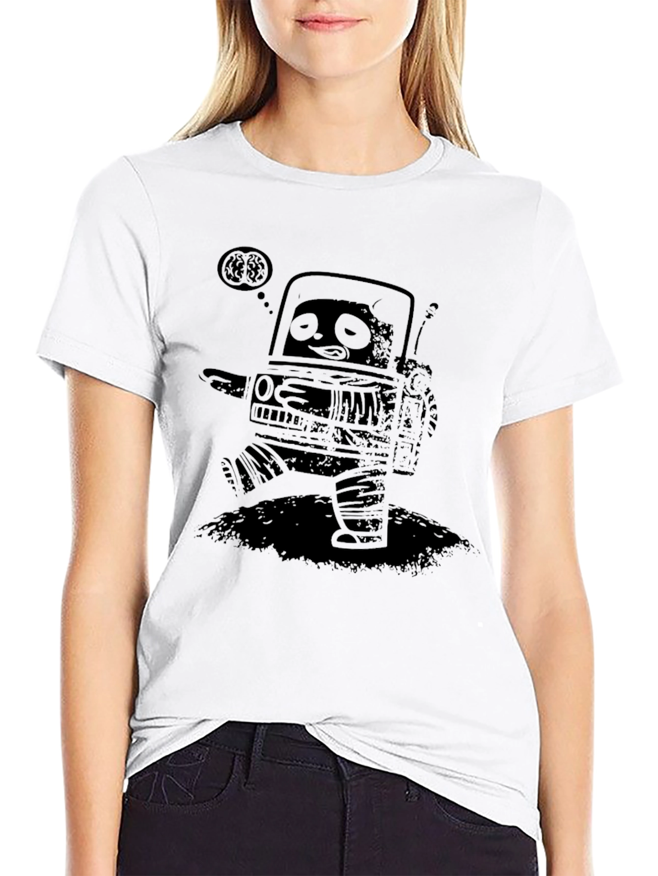 Robot Brain T-Shirt - Mens Black Graphic Tee