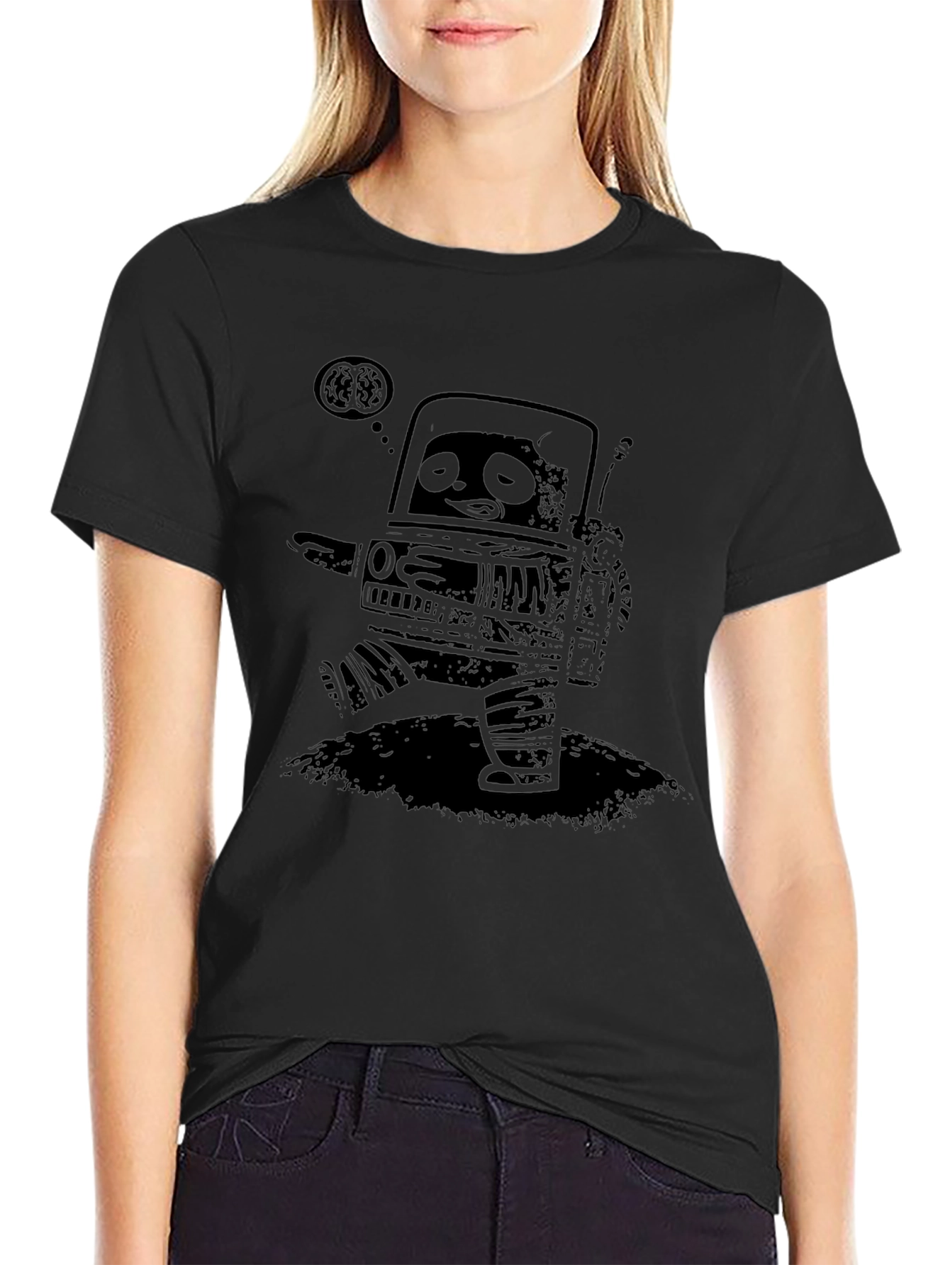 Robot Brain T-Shirt - Mens Black Graphic Tee