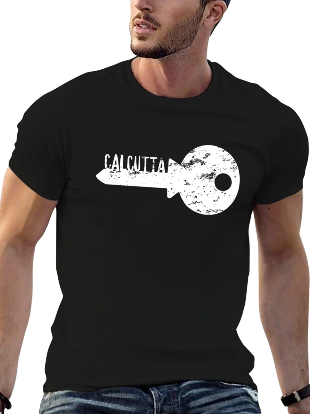 Calcutta Key Graphic Print Black T-Shirt