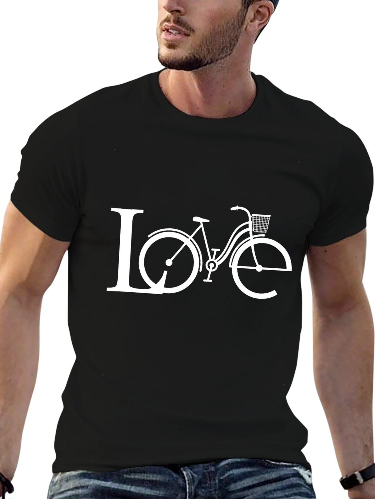 Love Bicycle Graphic Tee - Black Cotton T-Shirt