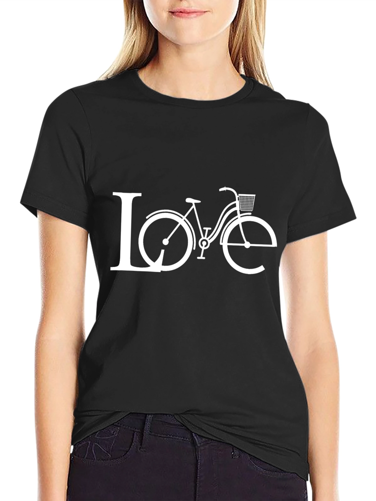 Love Bicycle Graphic Tee - Black Cotton T-Shirt