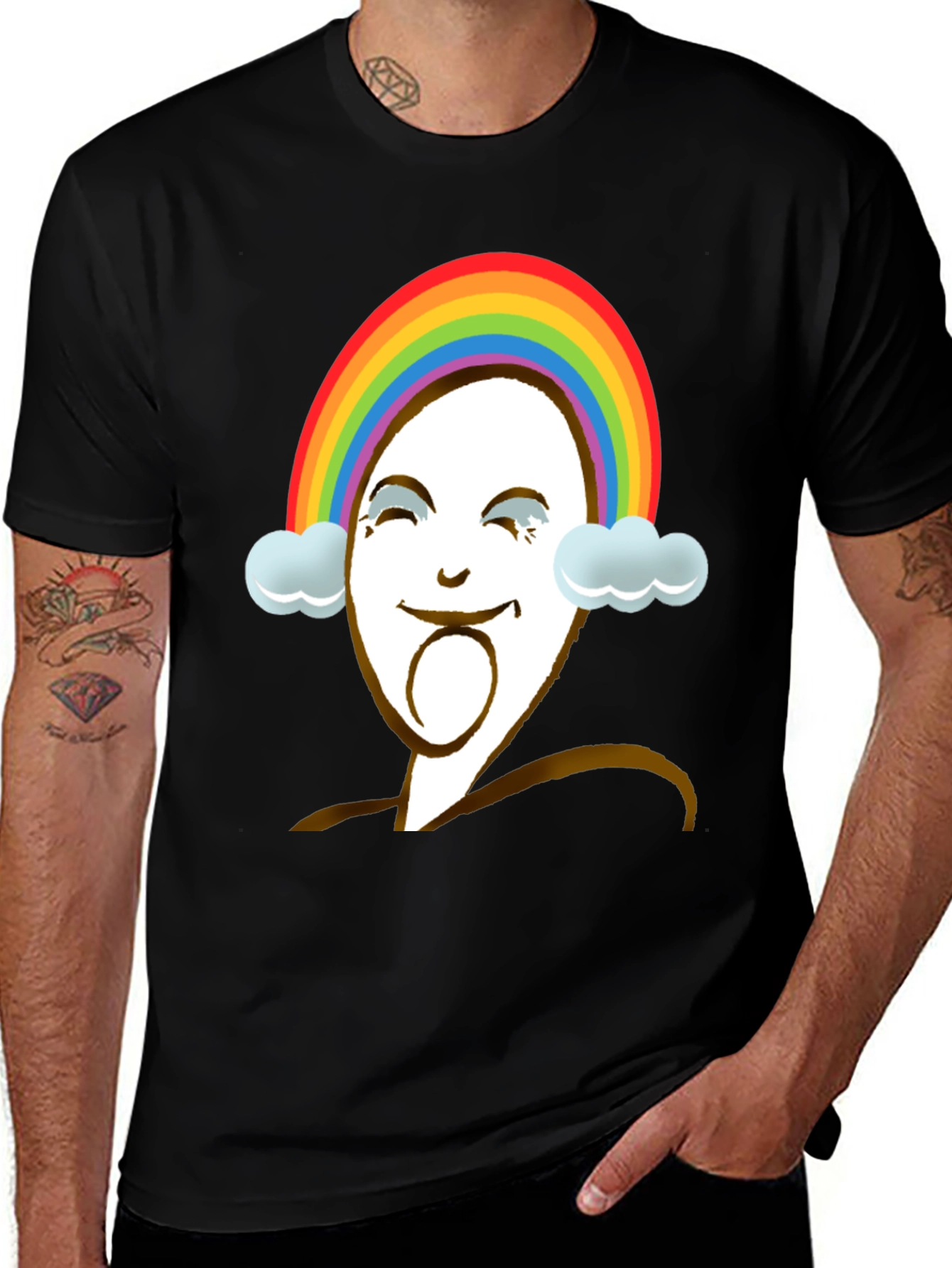 Rainbow Face Graphic Tee - Unique Design