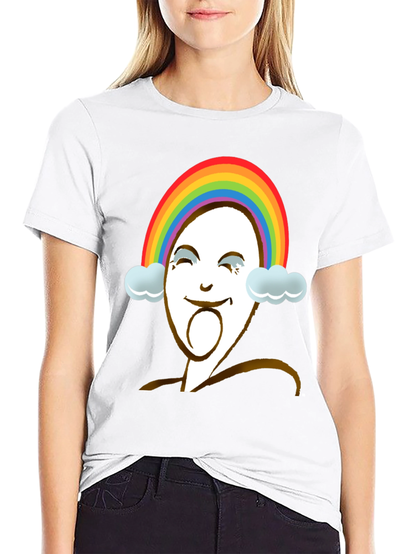 Rainbow Face Graphic Tee - Unique Design