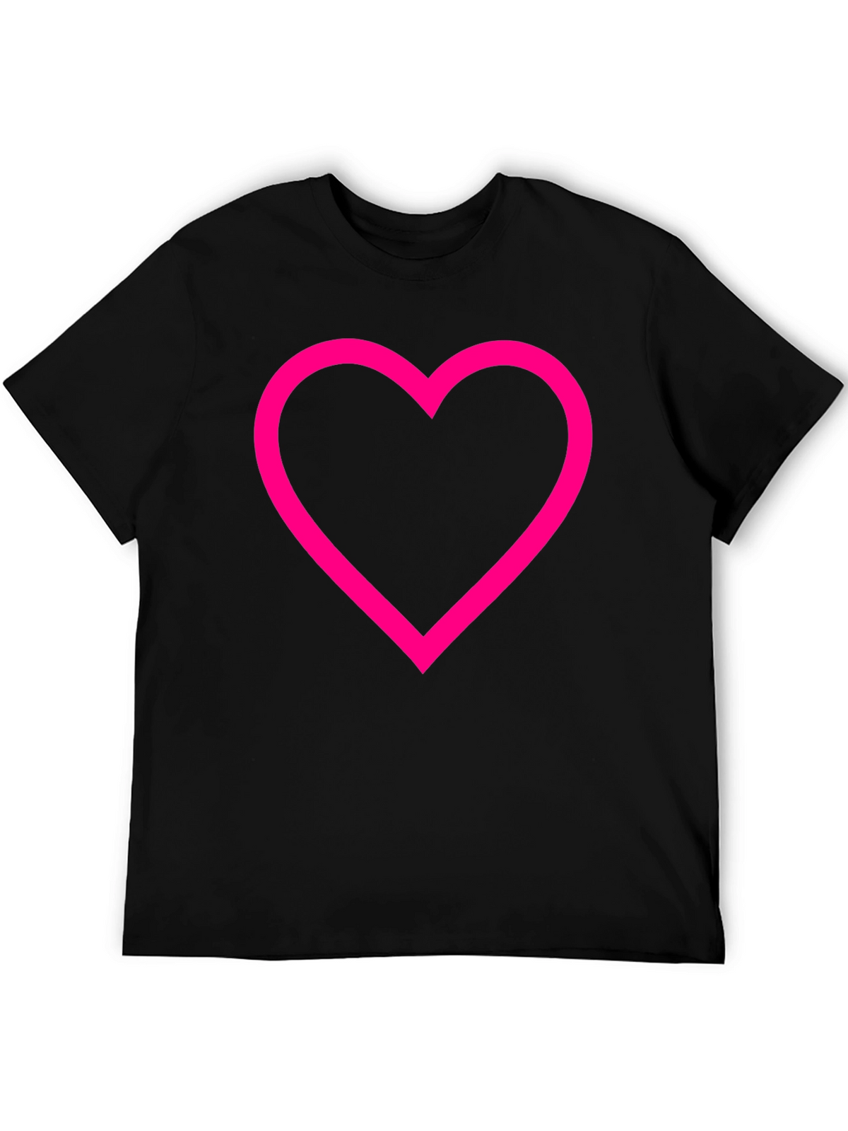 Heart Outline Graphic T-Shirt - Black Cotton Tee