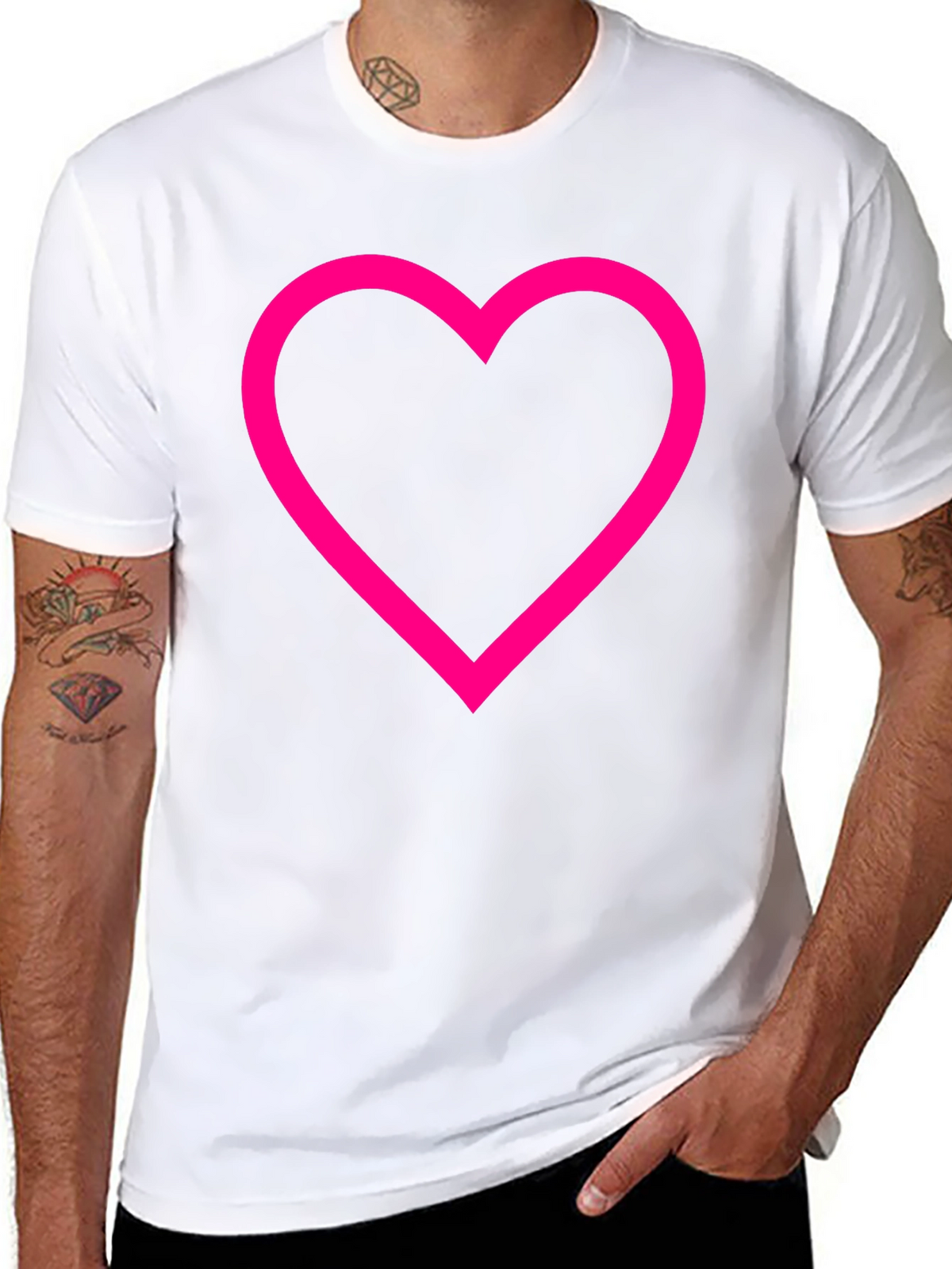 Heart Outline Graphic T-Shirt - Black Cotton Tee