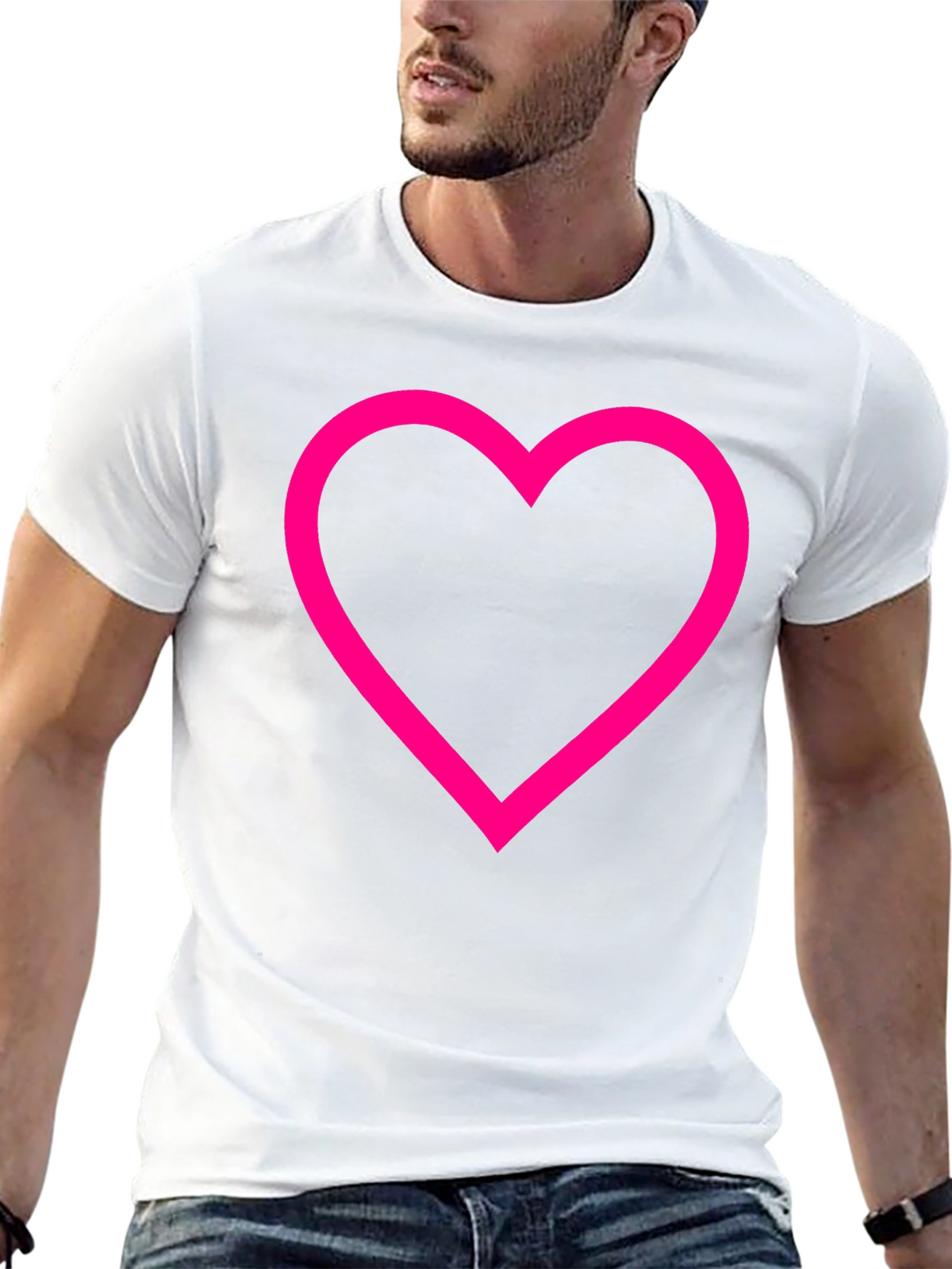 Heart Outline Graphic T-Shirt - Black Cotton Tee