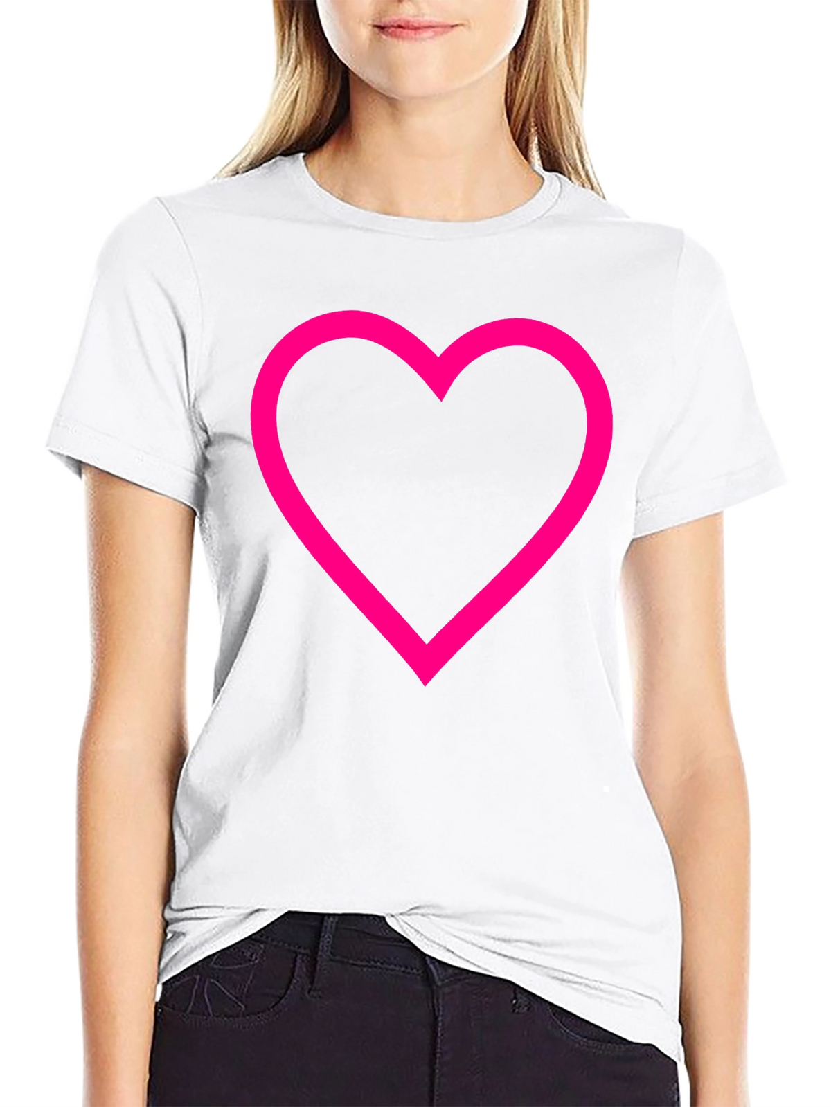 Heart Outline Graphic T-Shirt - Black Cotton Tee