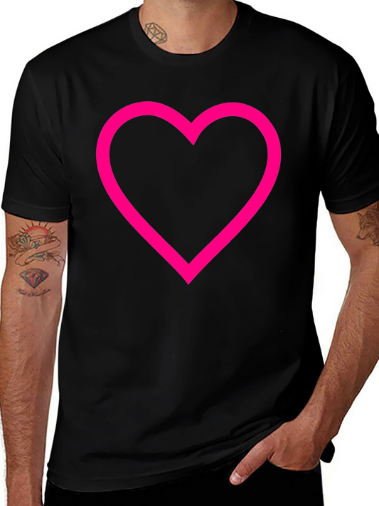 Heart Outline Graphic T-Shirt - Black Cotton Tee