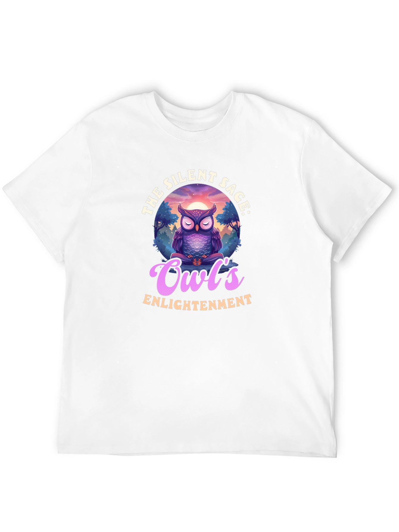 Silent Sage Owls Enlightenment Black T-Shirt