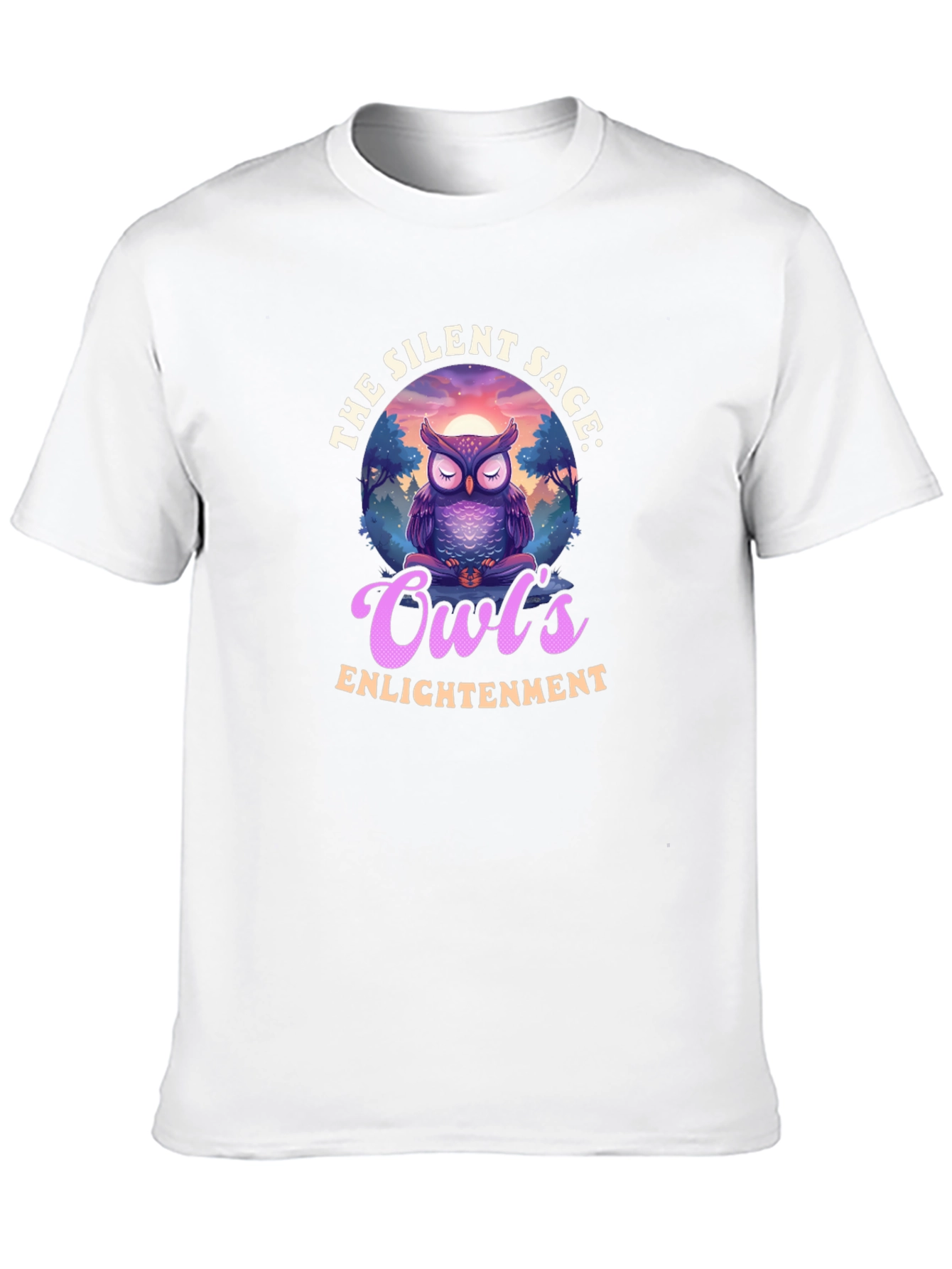Silent Sage Owls Enlightenment Black T-Shirt
