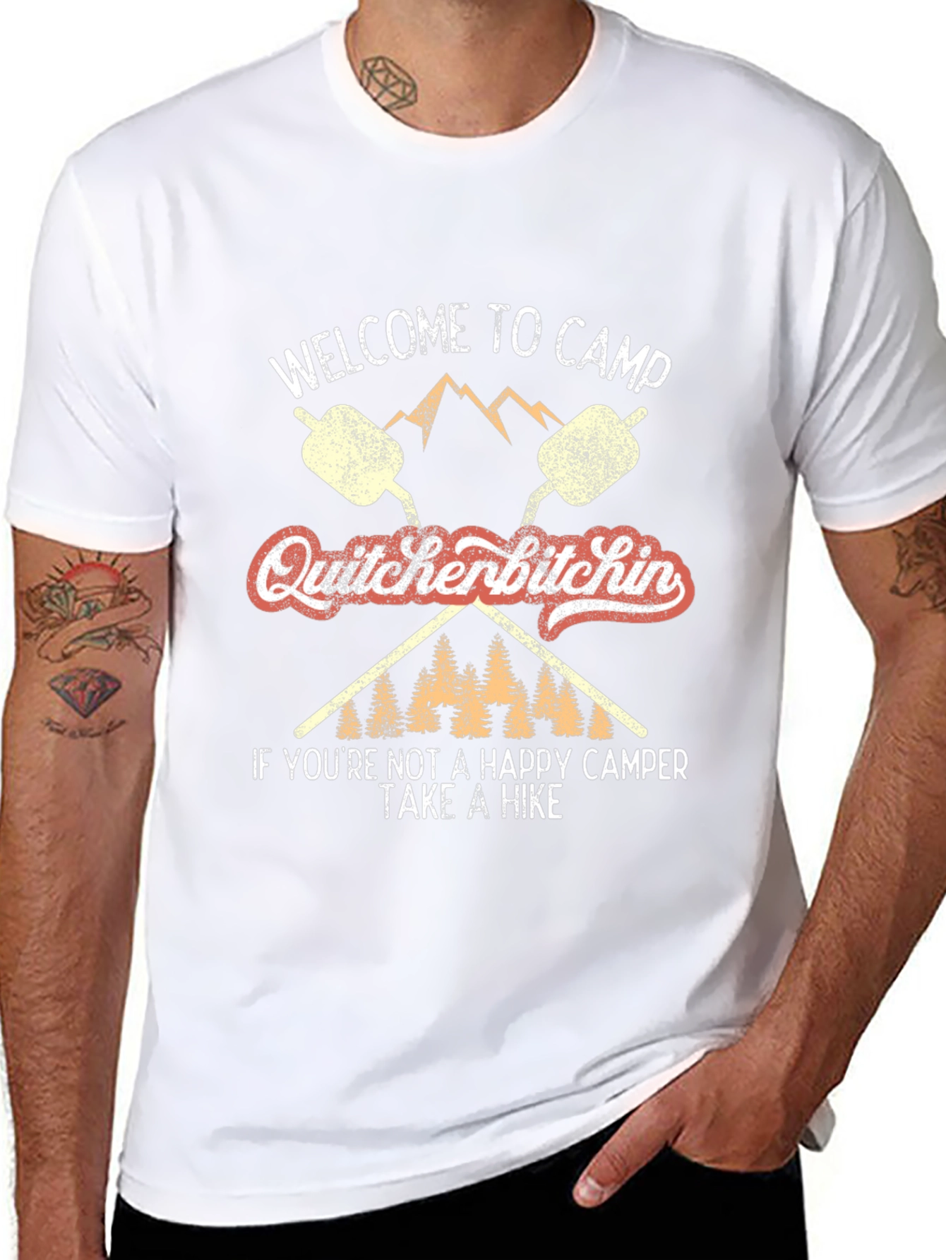 Quitcherbitchin Camping T-Shirt - Happy Camper Hike Tee
