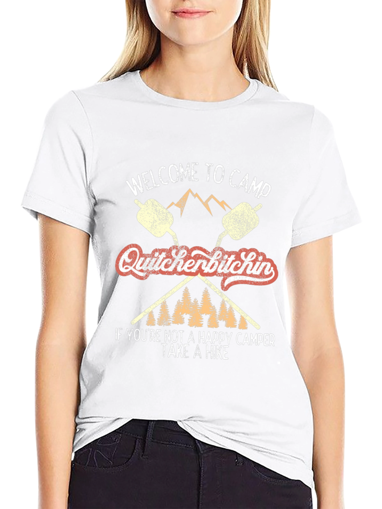 Quitcherbitchin Camping T-Shirt - Happy Camper Hike Tee