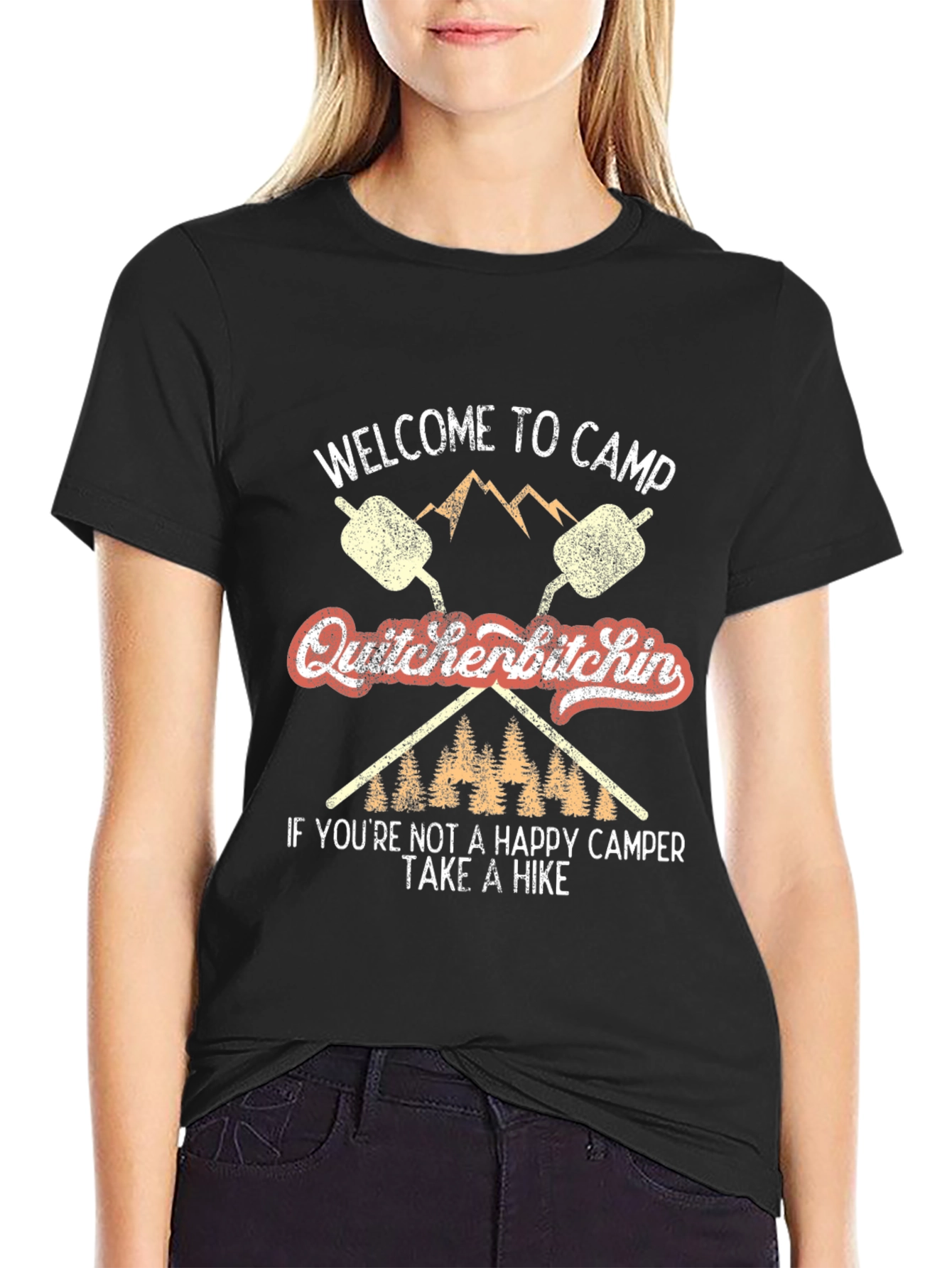 Quitcherbitchin Camping T-Shirt - Happy Camper Hike Tee