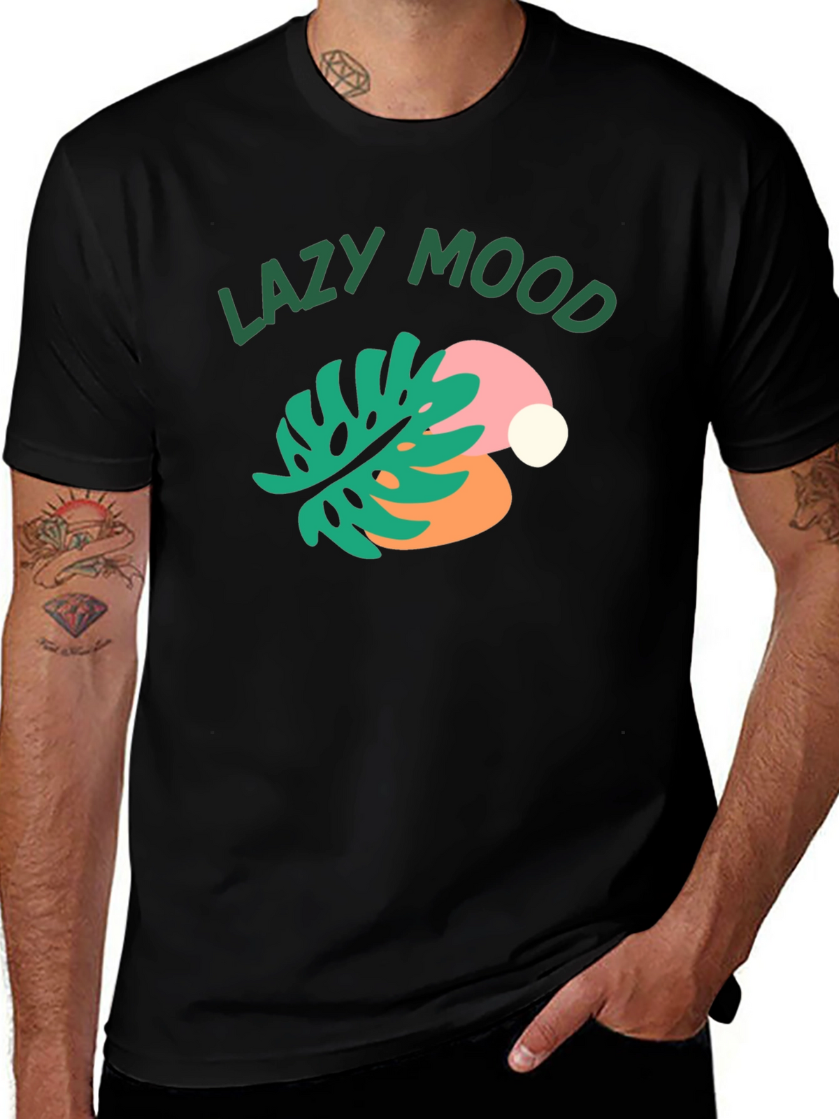 Lazy Mood Graphic Tee - Relaxed Fit Black T-Shirt