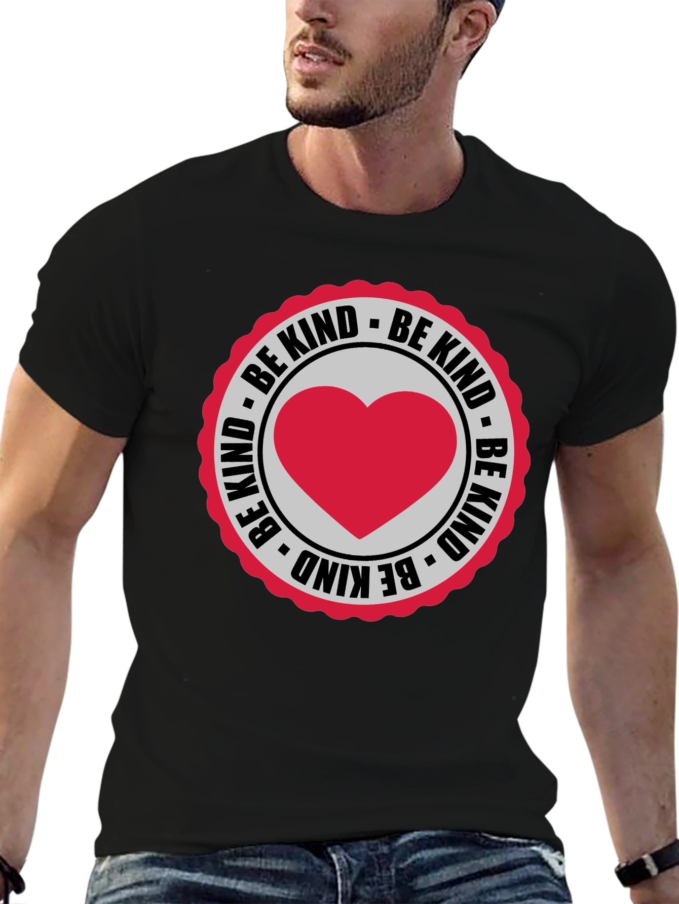 Be Kind Heart Graphic Black T-Shirt