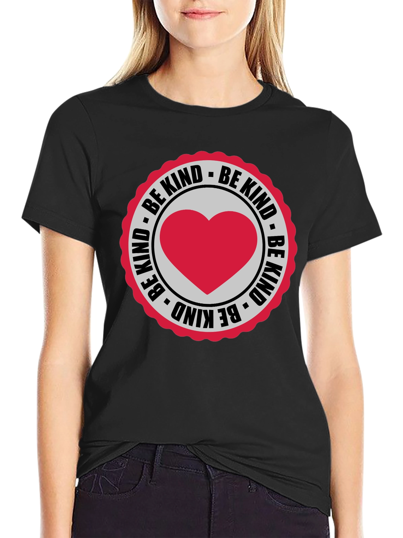 Be Kind Heart Graphic Black T-Shirt