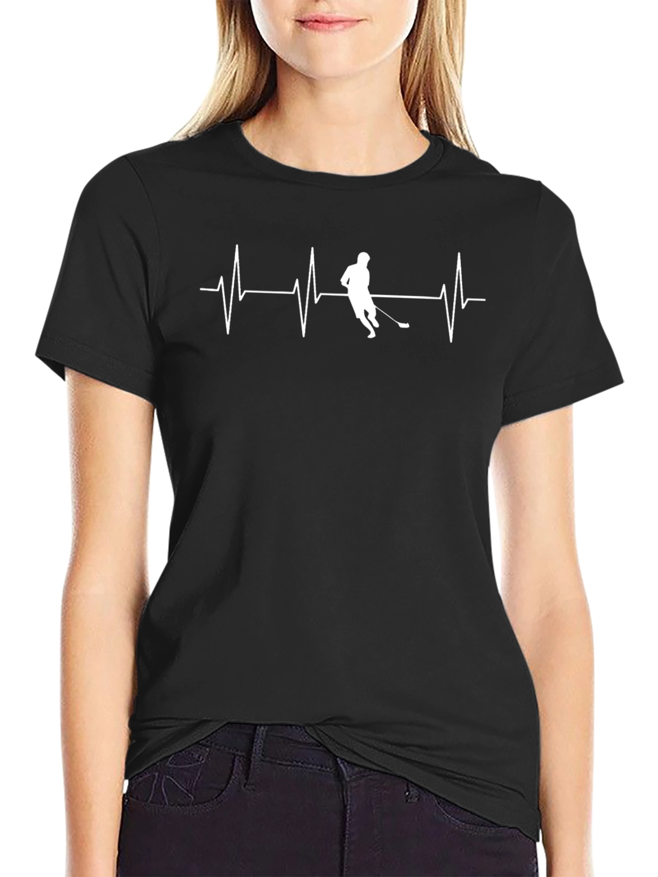 Hockey Heartbeat T-Shirt - Black