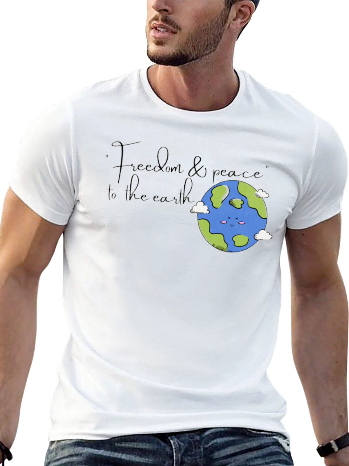 Earth Graphic T-Shirt - Black Crew Neck