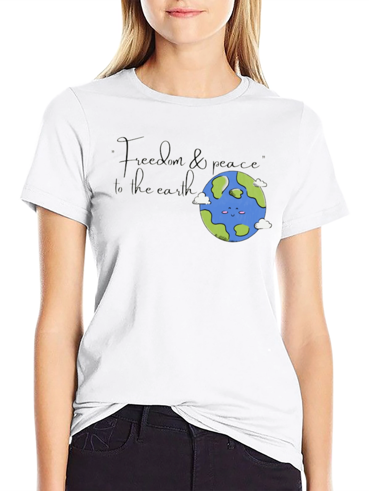 Earth Graphic T-Shirt - Black Crew Neck
