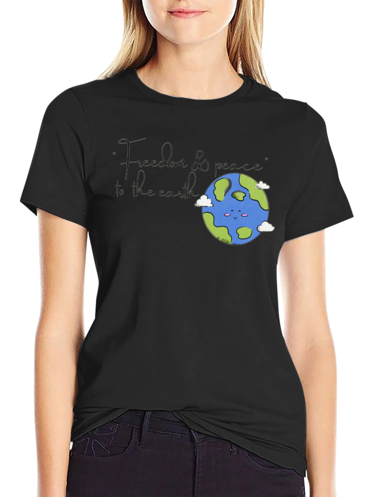 Earth Graphic T-Shirt - Black Crew Neck