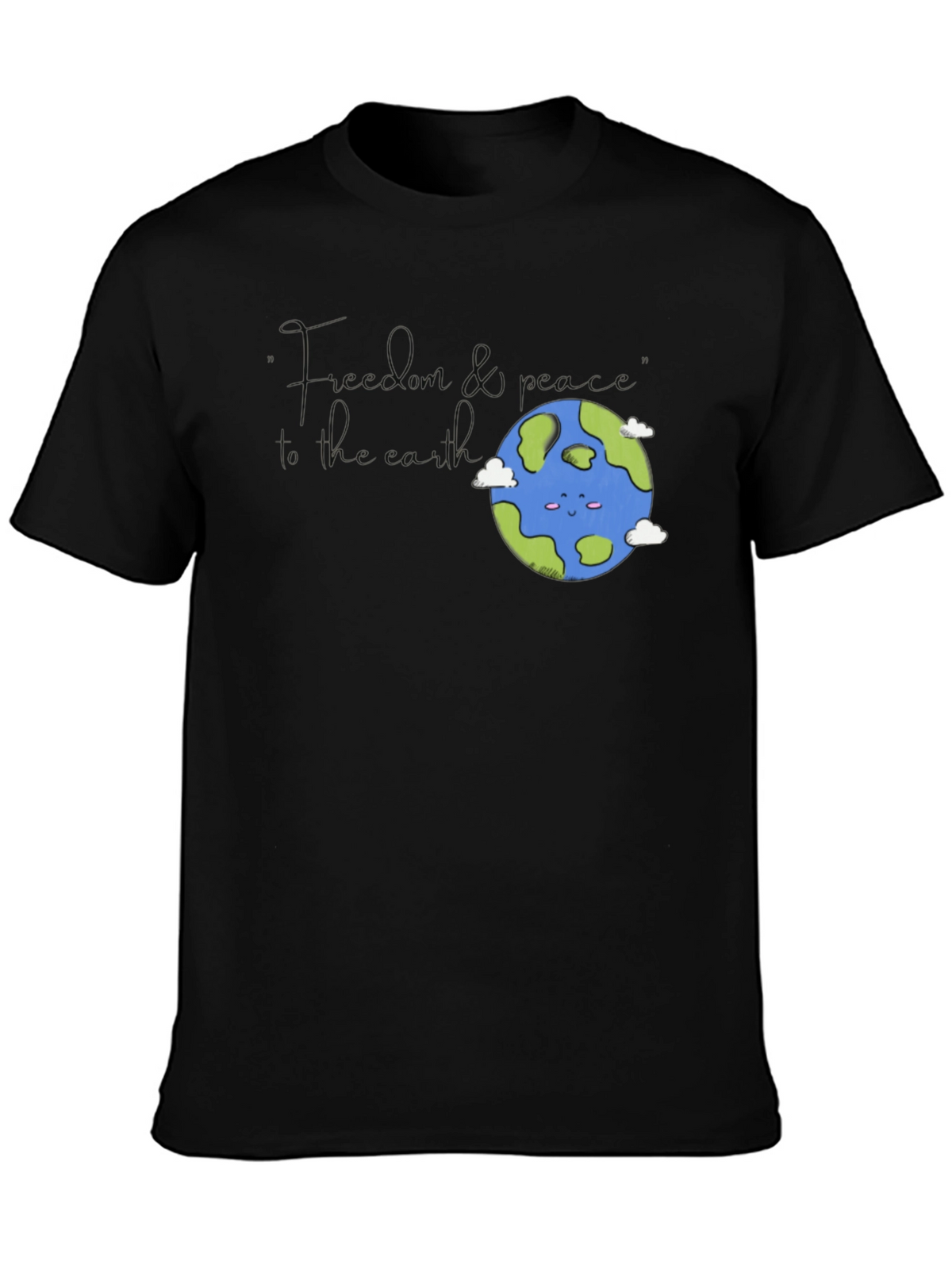 Earth Graphic T-Shirt - Black Crew Neck