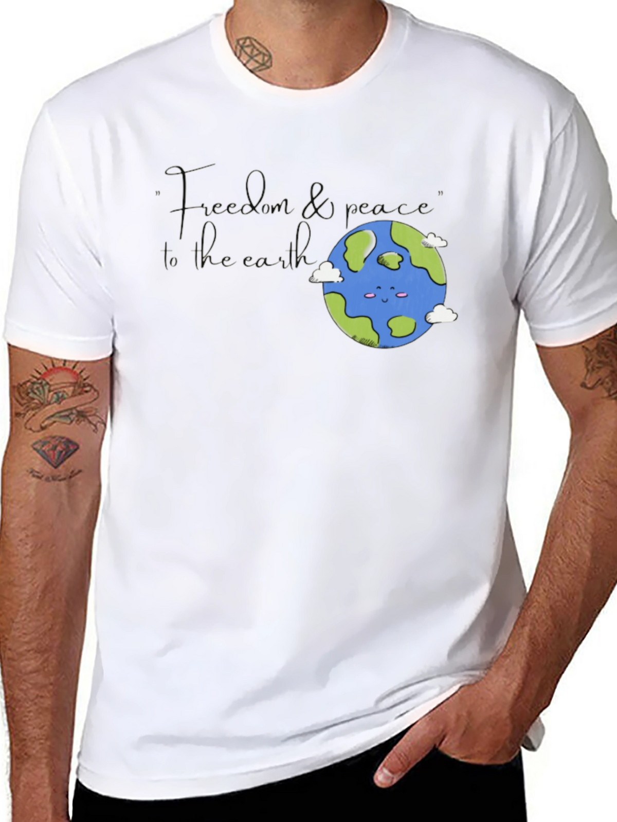 Earth Graphic T-Shirt - Black Crew Neck