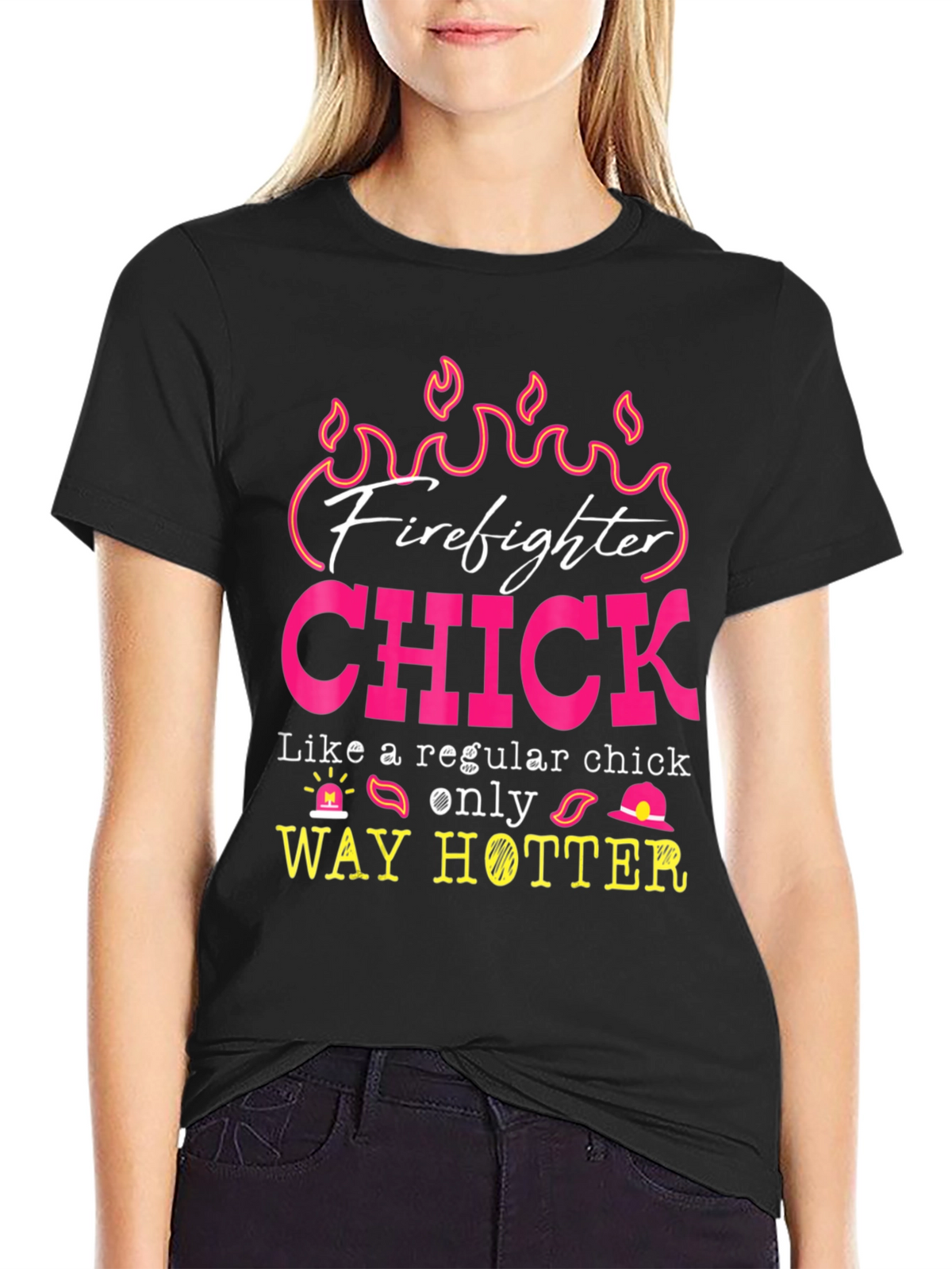 Firefighter Chick Graphic Tee - Hot Firefighter Design