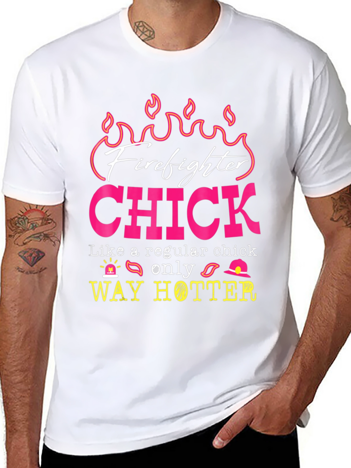 Firefighter Chick Graphic Tee - Hot Firefighter Design