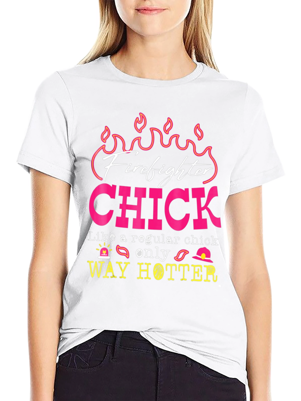 Firefighter Chick Graphic Tee - Hot Firefighter Design